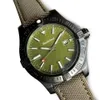 Montres décontractées pour hommes 2813 Automatique 46mm Lunette tournante Cadran vert Montre-bracelet pour homme Boîtier noir Couronne à vis Bracelet tressé Montre-bracelet