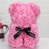 Multi-color Rose Flower Teddy Bear Artificial Doll Show Love with Sweet Ribbon Bow Gift Box for Valentine' s Day Married Gift2373