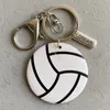 Trä keychain hängsmycke kreativ fotboll baseball basket sportboll nyckelring dekoration nyckelkedja present nyckelring bbb14743