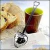 Stock Heart Shaped Tea Infuser Mesh Ball Stainless Strainer Herbal Locking Spoon Steeper Handle Shower Table Tool Drop Delivery 2021 Coffee