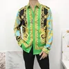 Mens Casual Shirts Fashion Male Shirt Harajuku 3d Floral Leopard Print Splice Fancy Men Autumn Club Party Wedding Trom klänning Skjorta