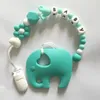 Catene con nome personalizzato Clip per ciuccio per dentizione in silicone con collana a catena per massaggiagengive a forma di elefante per giocattoli da masticare per bambini