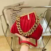 Purses Outlet 2022 summer new popular sling one Shoulder Messenger hand bill of lading shoulder contrast color thick chain women's bag