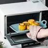 En bit silikonugn Mitts Anti-Scalde handskar Kök bakning Mikrovågsugn Tray Tabelleris skål Rack förtjockad hög temperaturisolering Handklipp LT0032