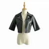 Jaqueta de couro feminina de Zurichouse punk de moda de casaco curta de alta cintura Halve Halve Slave Menos de camisa de moto de couro feminina L220801