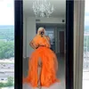 Women Tutu Long Kjol Front Split Layered Tulle Maxi Puffy kjolar Golvlängd Bröllop Night Out Party Club kläder 220611