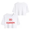 CJLM Magliette corte personalizzate Sumer Magliette e camicette Donna Immagine personalizzata Crop Maglietta Stampa T-shirt Anime Skull 3D 220619