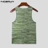 Men Tank Tops Print O-Neck Slewale Breetwear Hollow Out Seksowne chude kamizelki Button Summer Fashion Casual Tops Interun 220601