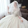 2022 New Ball Gown Wedding Dress Bride Spring Temperament Long-sleeved Lace Self-cultivation Thin Plus Size Mori Super Fairy Dream Trail Vestido de novia