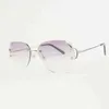 Vintage Randlose Draht Sonnenbrille Männer Übergroße Brillen Für Sommer Diamant Schneiden Gläser Metall Rahmen Oculos Gafas