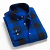 Mens Plaid Shirt 100% Cotton High Quality Business Casual Long Sleeve Male Social Dress s Flannel 4XL 220401