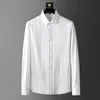 Men's Casual Shirts Men's Luxury Golden Striped Business Men 2022 Autumn Long Sleeve Slim Social Party Formal Dress Streetwear