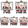 Fast Resin Christmas Decorations Cute Christmas Family Ornament Red Plaid Santa Claus Pendant DIY Name Photo Frame Xmas Tree Ornaments Gifts F0809