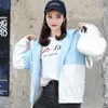 المرأة جاكيتات Zoki الخريف الكرتون سترة المرأة طباعة إلكتروني معطف الإناث مقنع خليط سيدة طالب أبلى الأزياء الكورية 2022