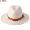 61CM grande taille chapeau de paille pour femmes hommes été large bord Protection solaire casquette de plage Panama Fedora Jazz chapeau 220514