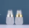 30ml Portable Frosted Clear Glass Lotion Cosmetic Toner Serum Bottle Gold Silver Lid Beauty Makeup Accessories Supplies