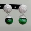 スタッド14mmラウンドグリーンタイガーアイCZ Pave earrings for Classic Classic Simple Rhinestone Earring Wedding Luxury Party Crystalstud Farl22