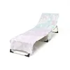 Summer Recliner Beach Chair Cover Microfiber Pool Chaise Lounge Chairs Handduk Täck Sun Lounger Sunbathing Garden Hotel Side Pocket HY0447