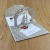 Convites de casamento com três dobras a laser escavado tridimensional criativo casamento carta de alta qualidade cartão de felicitações