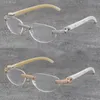 Yeni Toptan Metal Çerçevesiz Çerçeveleri Optik 1164 Tahıl Mikro-Asfalt Elmas Set mix Beyaz Hakiki Doğal Bufalo Boynuz Gözlük Erkekler Kadın18K Altın Gözlük Çerçeve