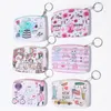 Tecknad tryckt myntväska söt pu mini plånbok mode nyckelpåsar kvinnor flickor koppling purs 6 färger gåva med blixtlås bredd 8 cm längd 11 cm