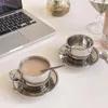 Kopjes schotels roestvrijstalen espresso koffiemok met lepel schotel met dubbele wandwarmte geïsoleerde tuimelaar voor melk latte ins middag tea cup