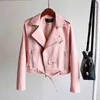 New Faux Leather Jacket Women Fashion Bright Colors Black Motorcycle Coat Short PU Leather Biker Jacket Female Soft Jacket L220728