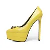 New Mody Designer Dress Shoes Ladies Super Alto Steletto Ponto de Toe Requintado e Confortável Material de Couro Altura 15cm Tamanho 35-42