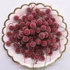 Dekoracyjne kwiaty wieńce 20pcs/działka 15 mm fałszywe plastikowe owoce szklane jagody sztuczne granat czerwony wiśniowy bukiet pręcik DIY