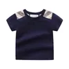 Новое поступление 2021 летняя мода бренда стиль детская одежда с короткими рукавами хлопчатобумажные полосы Top Boys и девушки футболка 1-6 лет AA220323