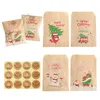 Geschenkverpackung 24 Sets Weihnachten Kraft Papiertüten Daddy Noel Snowman Fox Holiday Party Gunst Tasche Candy Biscuit Geschenkverpackung Vorräte