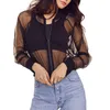 Frauen Jacken Sexy Transparent Mesh Sheer 2022 Sommer Dünne Langarm Kurze Outwears Frauen Zipper Beachwear MäntelWomen's