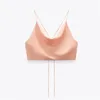 TRAF Top Women Satin Woman Orange Summer Crop Female Backless Pink White Straps Sleeveless Sexy Tanks Camis 220607