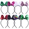 15903 Europe Baby Girl Hair Clasp Cartoon Bowknot Hairhoop Sequins Bow Kids Hairband Headband Princess Child Dance Performance Hair Accessory 8 Colors