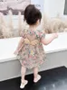 Girl's jurken meisjes baby bloemenjurk 2022 Zomer kinderen net net rode vreemde stijl prinses rok Dressgirl's