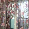カーテンドレープ紫色の牡丹の花のチュールリビングルームのための薄いカーテンの花柄のキッチンシェードウィンドウトリートメントブラインドパネルcurtain