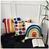 Housse de coussin arc-en-ciel taie d'oreiller décorative 18X18 pouces salle de jeux pépinière canapé canapé chambre chambre d'enfants décoration BBA13459