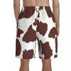 Men's Shorts Cow Print Pattern Board Brown Spotted Skin Men Cute Beach Trenky Plus Size Swimming TrunksMen's