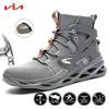 Male Work Safety Steel Toe Boots for Men and Women Lightweight Breathable Industrial & Construction Shoes 220411