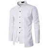 Hommes chemises habillées hommes printemps automne à manches longues boutonné fente coupe formelle chemise d'affaires blanc noir rouge bleu hommes Vere22