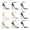 Новый Opyum High Heels Designer Women Sandals Open Toe Stiletto Heel Классические металлические буквы сандал модный стилист обувь с коробкой для пыли размером 35-41