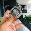 Designer Top Watches Business Leisure Mens Richa Out Automatic Mechanical Watch Hollowed with Diamond All Over the Sky Star Personality Fashion 17JA