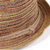 女性自由奔放に生きる女性パナマカラフルな縞模様の折りたたみ式麦わら帽子ビーチ夏SUN QDD1147 G220301