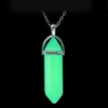 Pendant Necklaces Glowing In The Dark Natural Stone Necklace For Women Quartz Crystal Hexagona Chain Fashion Party Luminous JewelryPendant