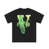 Dhstreetwear t-shirts Vert foncé Anglais Melting Big Loose Short Sleeve T-shirt Homme et Femme HalfA1