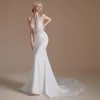 Vestido De Novia Sirena Spitze Sexy Meerjungfrau Brautkleider Halter Spitze Applizierte Strand Backless Trägerlosen Brautkleid CPS1994 ups