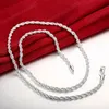 Klassische Halsketten aus 925er Sterlingsilber, Schmuck, 40,6–61 cm, exquisite 4-mm-Seilkette, modische Halskette, Weihnachtsgeschenke