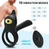 Parvibrator dubbel cockring klitstimulator trådlös fjärr kuk penis ring sexig leksaker för män fördröjer utlösning penisring