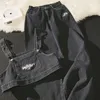 Kobiety Summer Denim 2 -częściowy zestaw bez ramiączek Projekt bez rękawów krótkie topy i luźne dżinsy z szerokiej nogi streetwear dwuczęściowy garnitury 220602