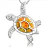 Opal Turtle Pendant Necklace Silver Jewelry for Woman Fashion Söta halsband Partihandel